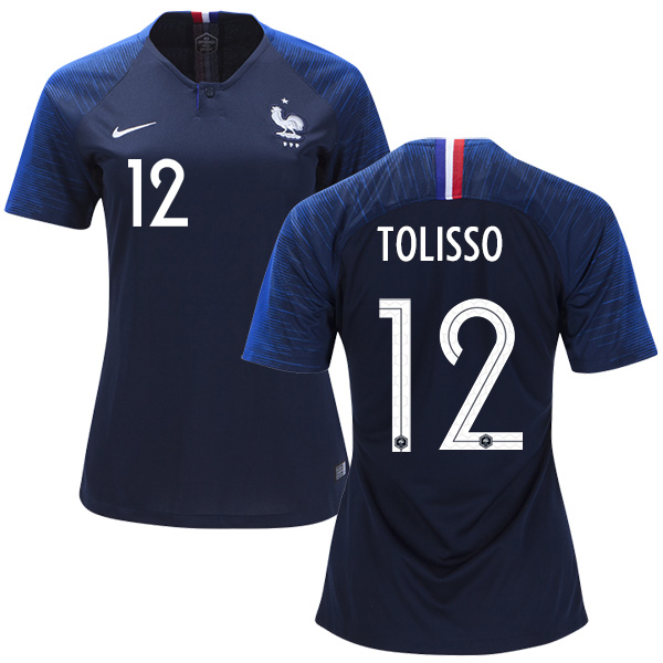 Women's France #12 Tolisso Home Soccer Country Jersey